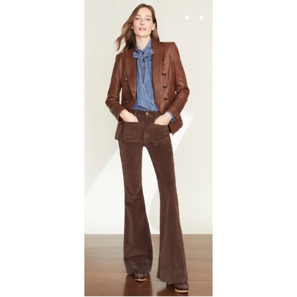 Veronica Beard Sheridan Bell Bottom Flare Corduroy Pants in Brown Size 25 - Picture 14 of 15